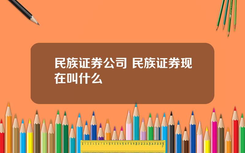 民族证券公司 民族证券现在叫什么